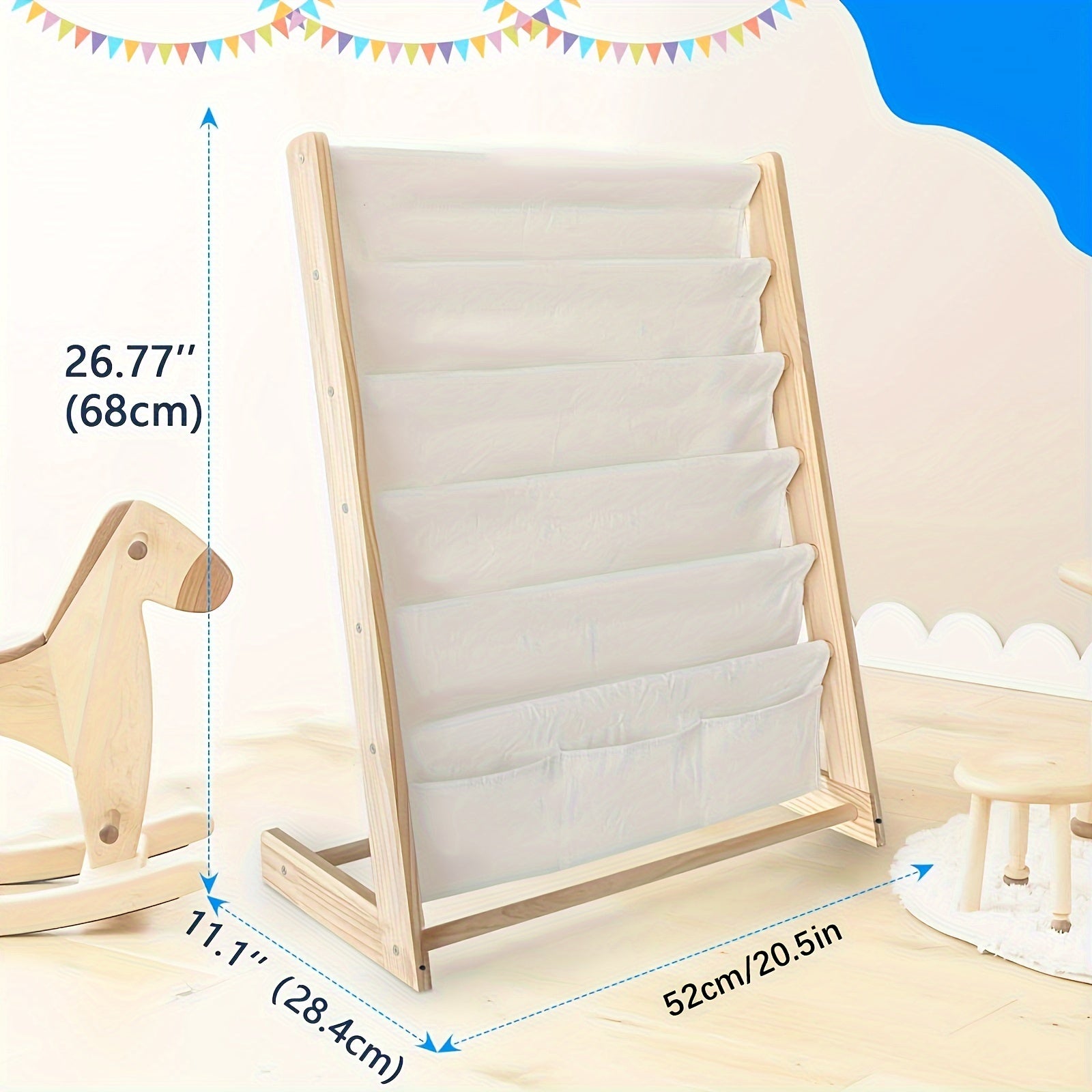 Estantería de madera para niños con 5 niveles, organizador para habitación infantil, dormitorio y sala de estar