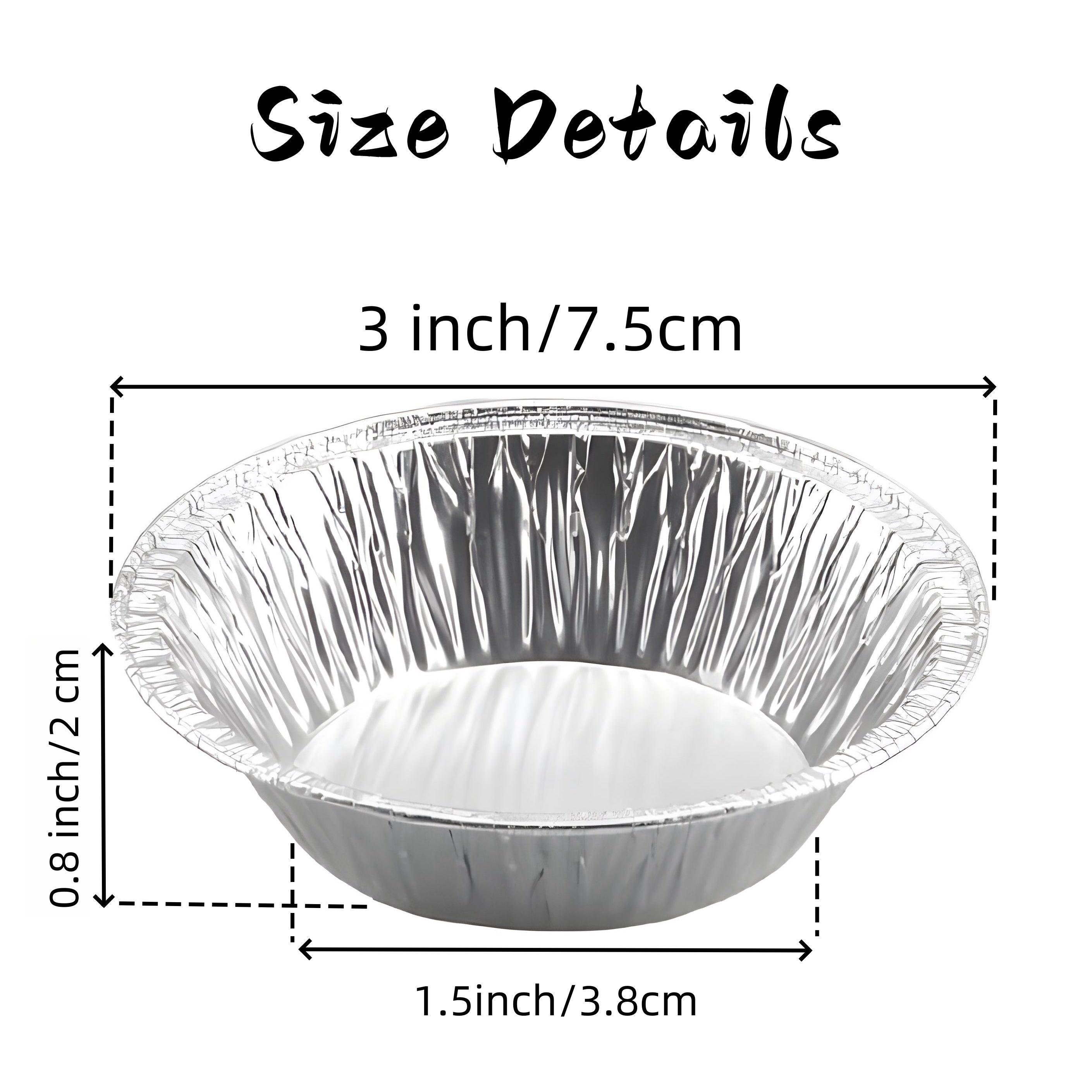 Aluminum Foil Mini Pie Pans 7.62cm Non-Stick Disposable Tart Molds for Baking