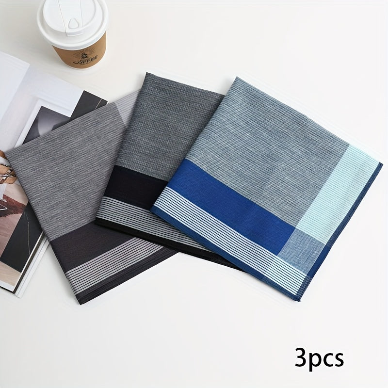 Gentleman's Cotton Plaid Handkerchiefs 3-Pack Breathable Soft Yarn-Dyed Summer Hankies