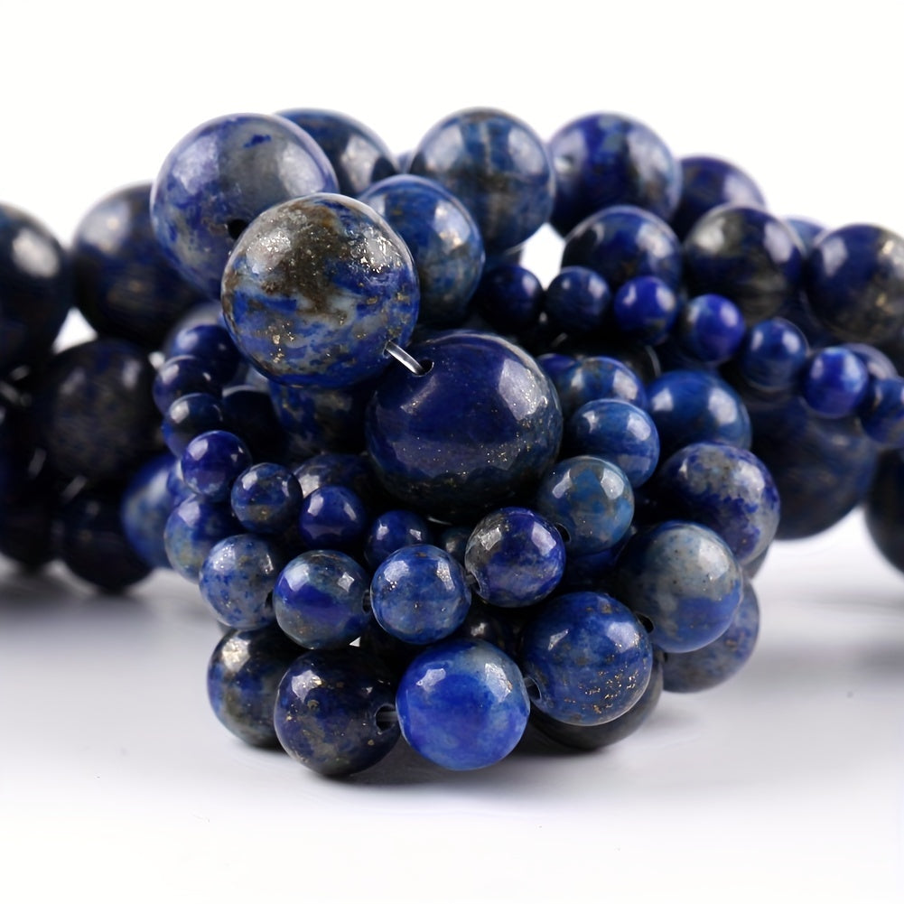 Натуральные бусины из лазурита - круглые свободные бусины 4/6/8/10/12 мм, идеальные для создания ювелирных изделий своими руками - аксессуары для ожерелий, браслетов, серег.