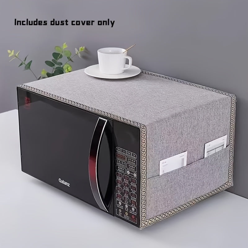 Bej va oltin dizayni bilan mikrotolqinli pech uchun zamonaviy va bardoshli polyester qoplama. Aniq kesimlar, oson o'rnatish va yuqori darajadagi himoya uchun qirrali tekstura bilan ta'minlangan.