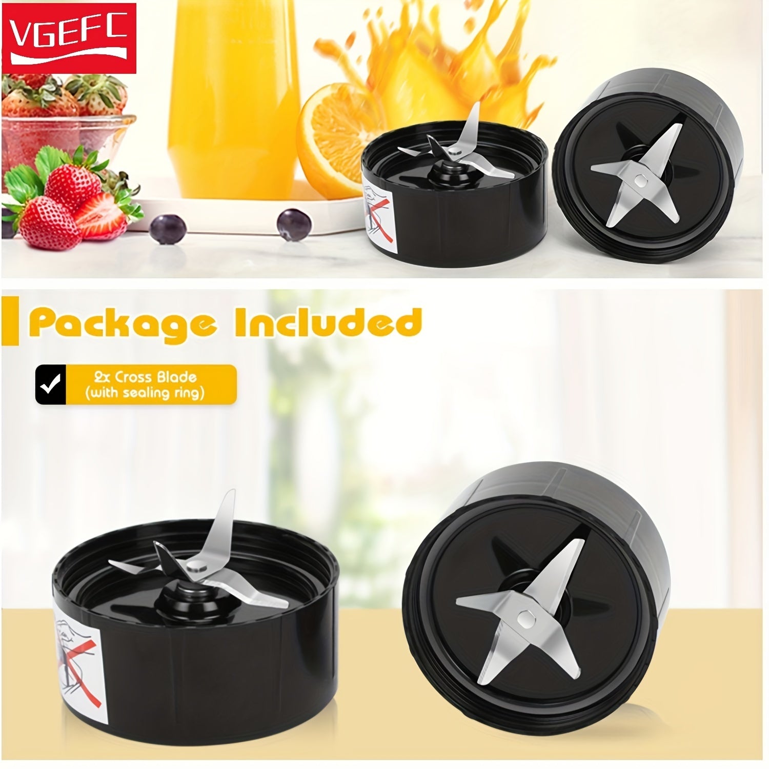 2-Pack Replacement Cross Blades and 16oz Cups for Magic Bullet Blender