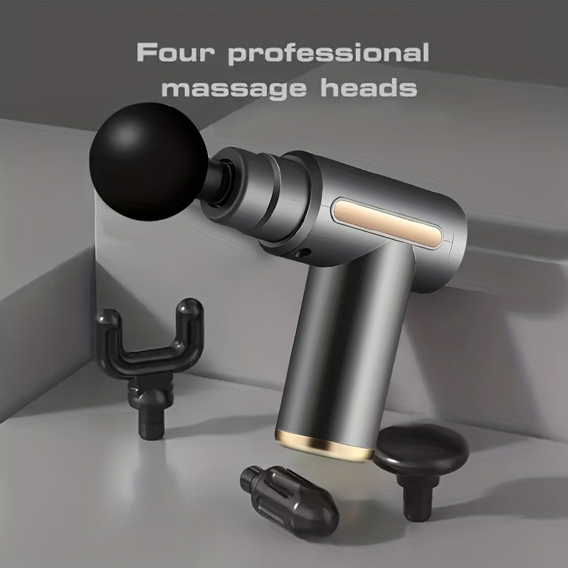 Sportchilar va fitnes ixlosmandlari uchun 4 ta massaj boshliqi bilan quvvatlanadigan qo'l bilan ishlatiladigan zarba massaj qiluvchi.