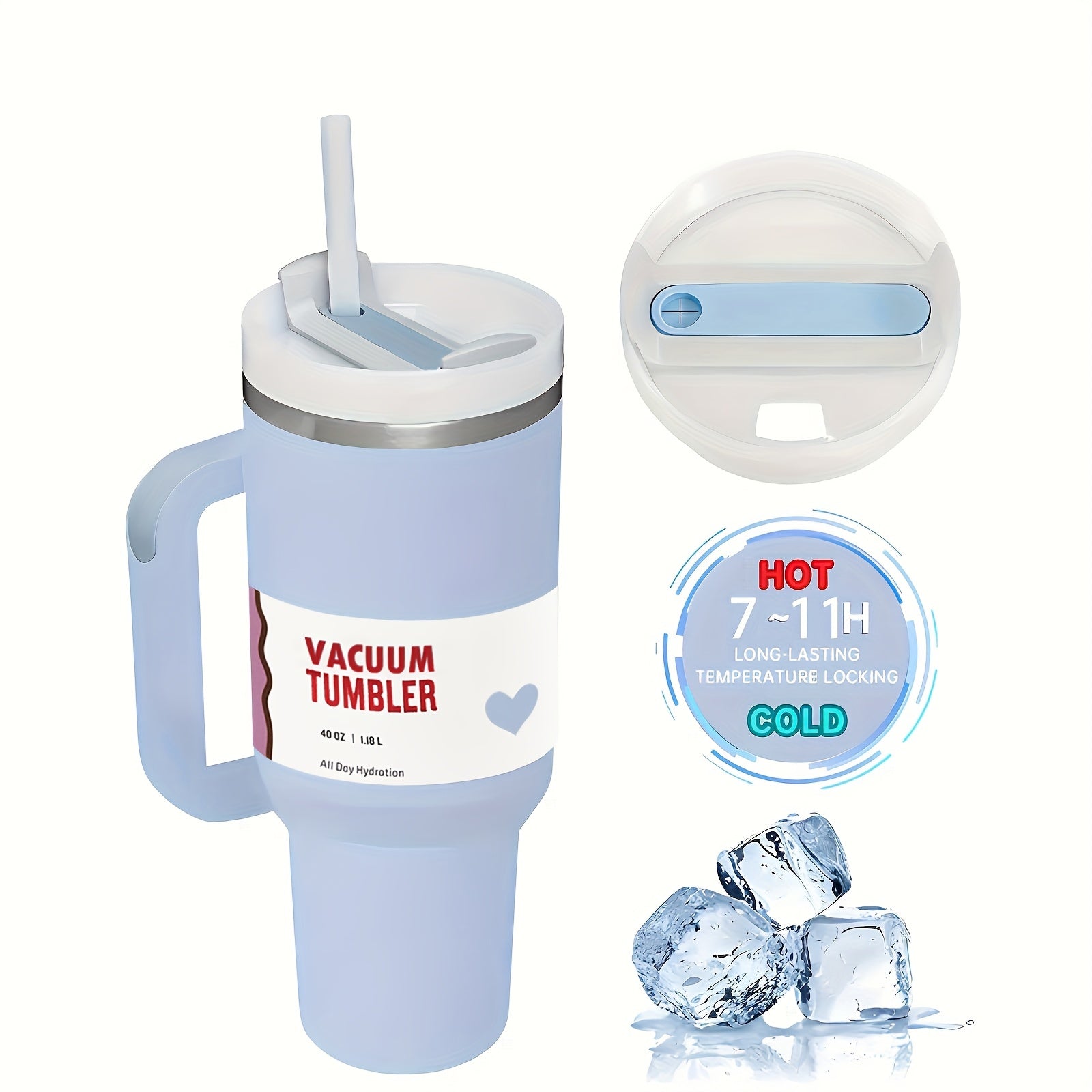 40oz Stainless Steel Tumbler with Lid and Straw BPA-Free Shatterproof for Iced Tea Coffee