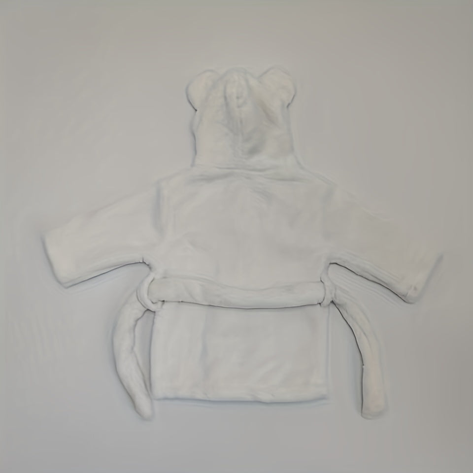 Baby Boy or Girl White Cotton Bathrobe with Matching Nightgown and Plush Towel for Newborn Photos