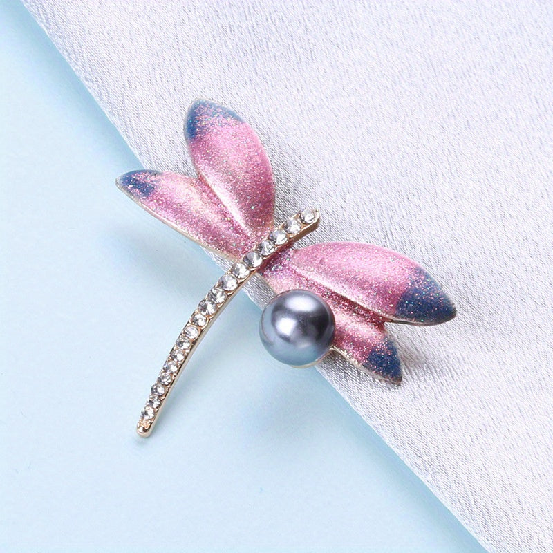 Elegant Dragonfly Brooch Pin with Imitation Pearl Animal Shape Fashion Accessory