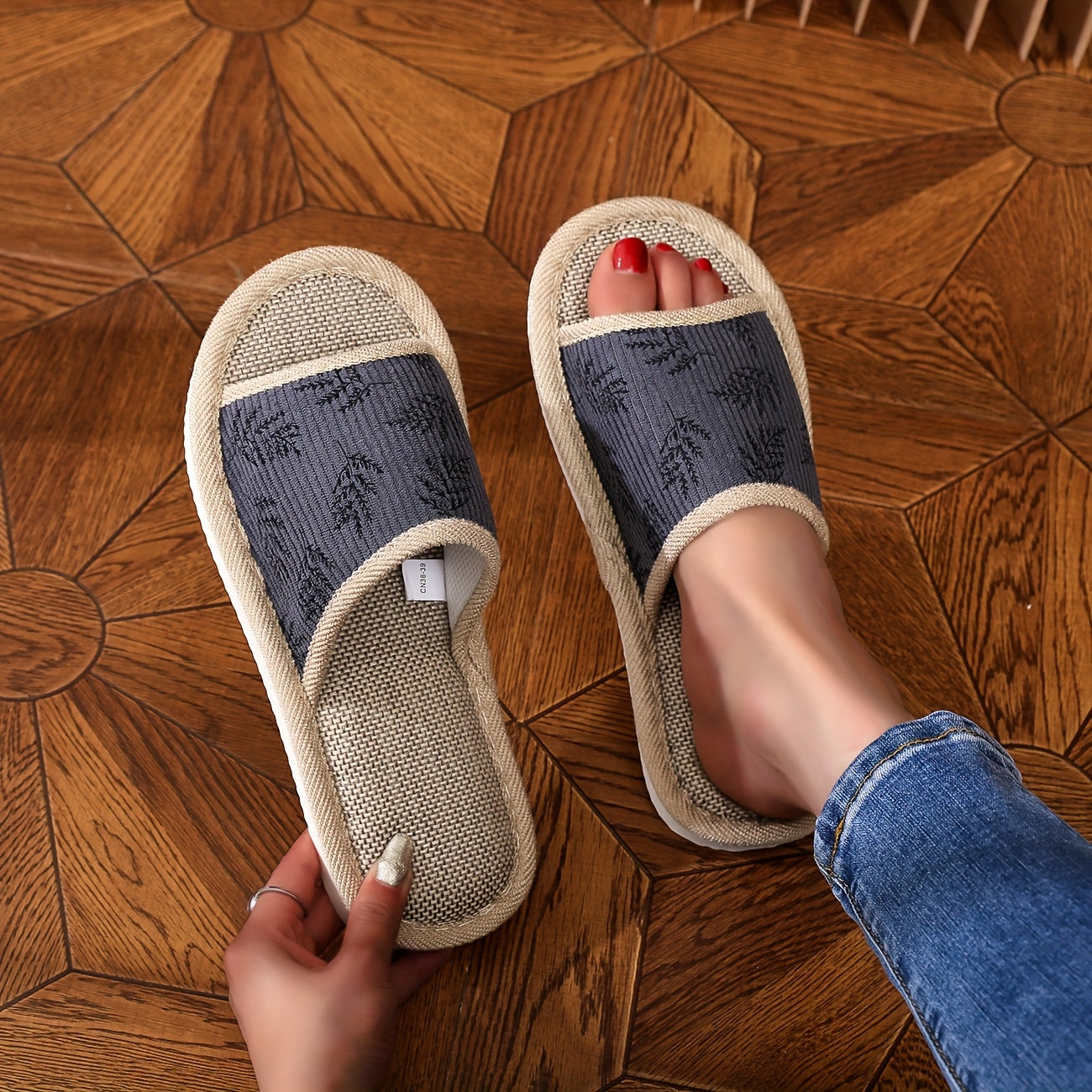 Women’s Linen Slip-On Sandals with EVA Sole, Breathable Indoor Outdoor Comfortable Slippers