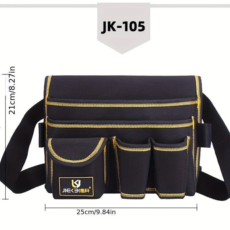 Waterproof Oxford Cloth Tool Waist Bag with Buckle and Hook and Loop Tape Black
