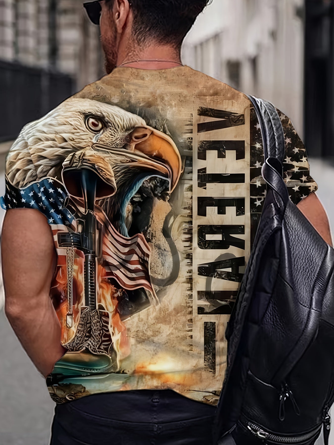 Футболка с винтажным орлом для полных мужчин, повседневная, короткий рукав, летняя футболка