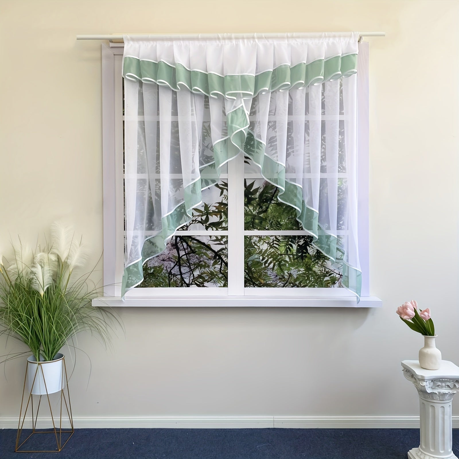 1-Donali Rimga ilhomlangan qatorli qopqoq pardasi derazalar va balkonlar uchun