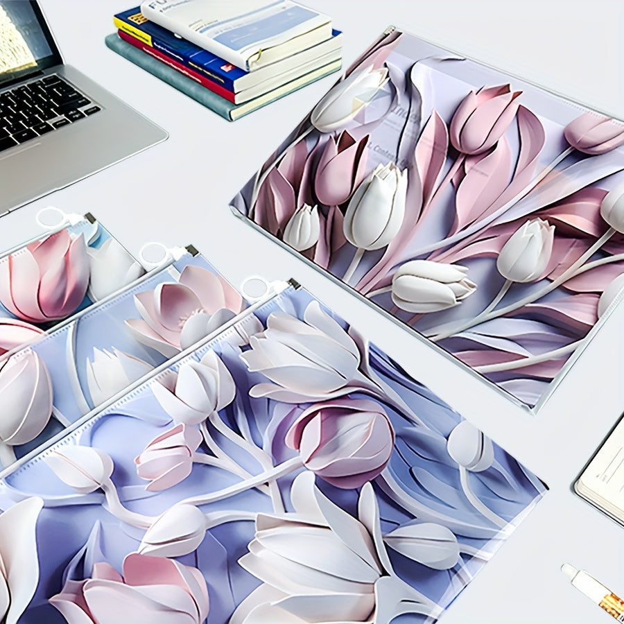 A4 Органайзер для документов из прочного материала из полипропилена в классическом стиле с 3D-дизайном тюльпана