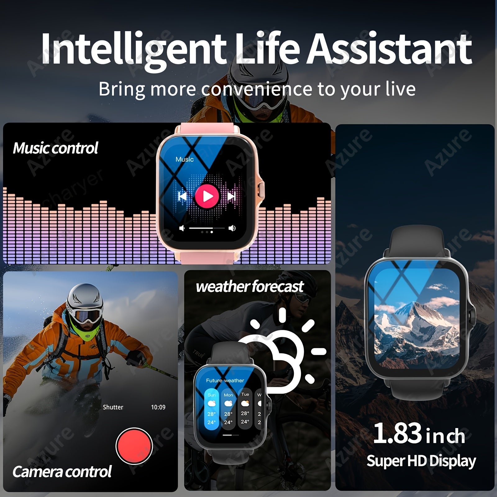 Reloj inteligente con pantalla táctil completa de 4.65cm con llamadas inalámbricas, recordatorios de texto, modos deportivos, cuerpo de metal