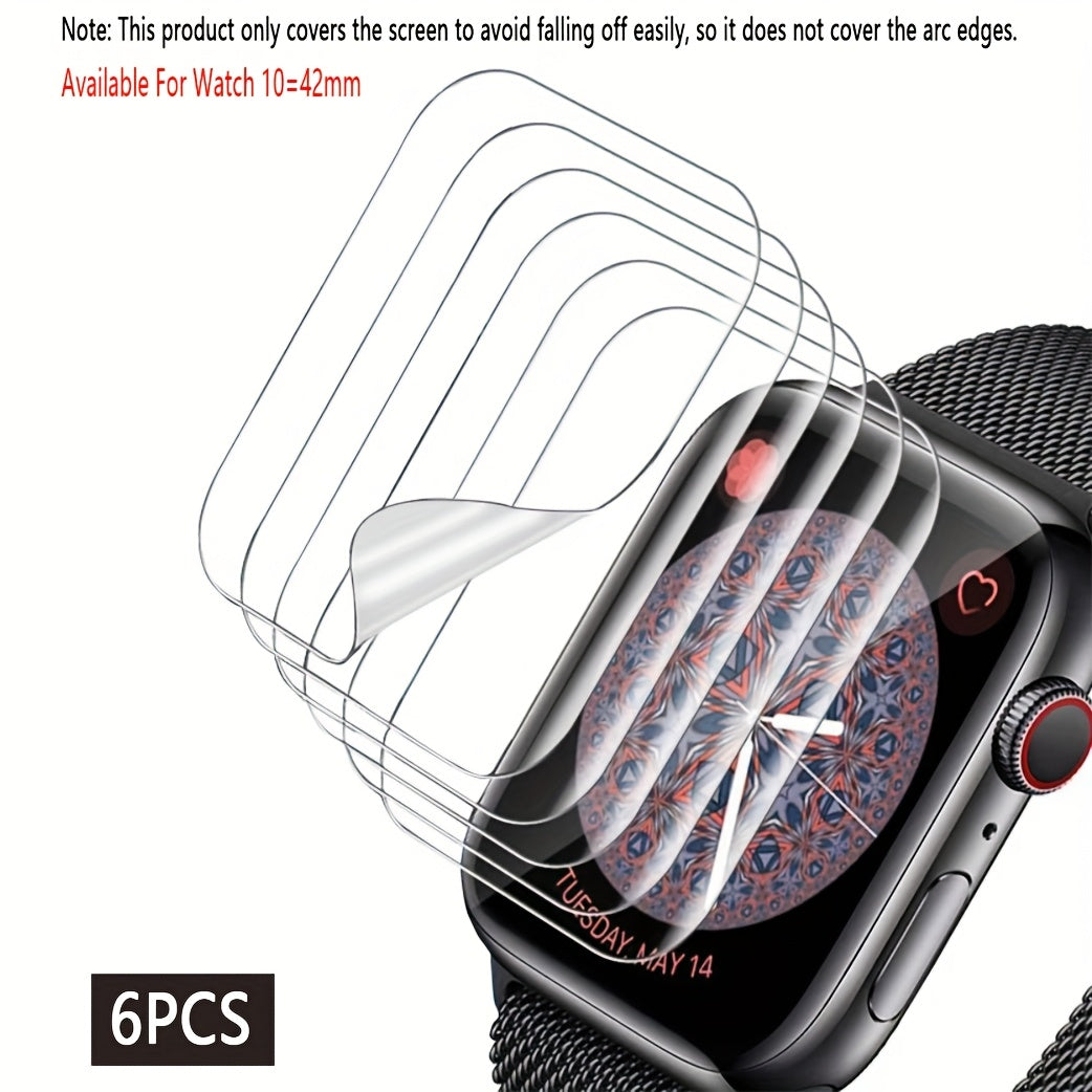 6 Pack TPU Screen Protectors for Apple Watch Ultra Series 10-2 38mm 41mm 42mm 44mm 45mm 49mm Anti-Scratch HD Clear Film