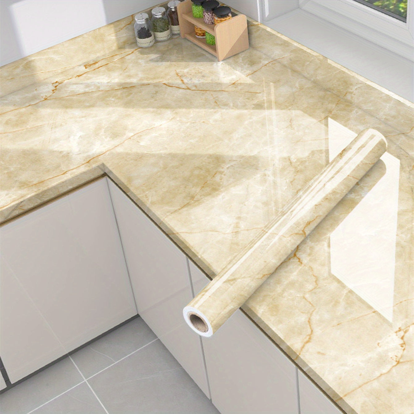 Self-Adhesive Waterproof Marble Wall Stickers for Kitchen Bathroom Renovation