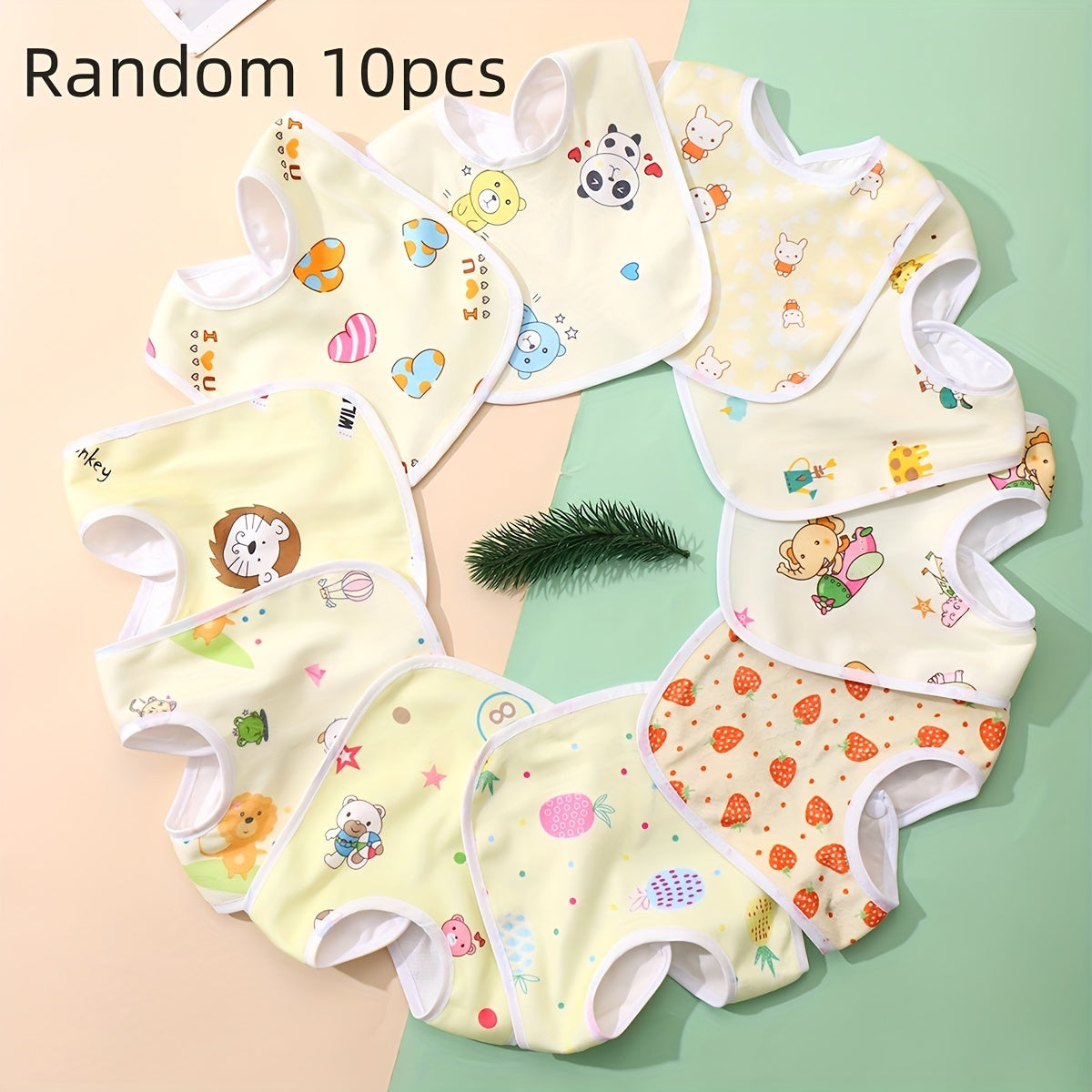 Baby Bib Soft Velvet U-Shaped Waterproof Feeding Bib with Snap Closure