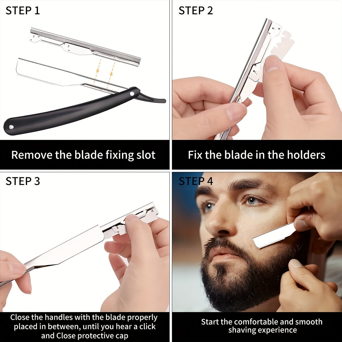 Men Manual Folding Razor for Shaving and Beard Trimming