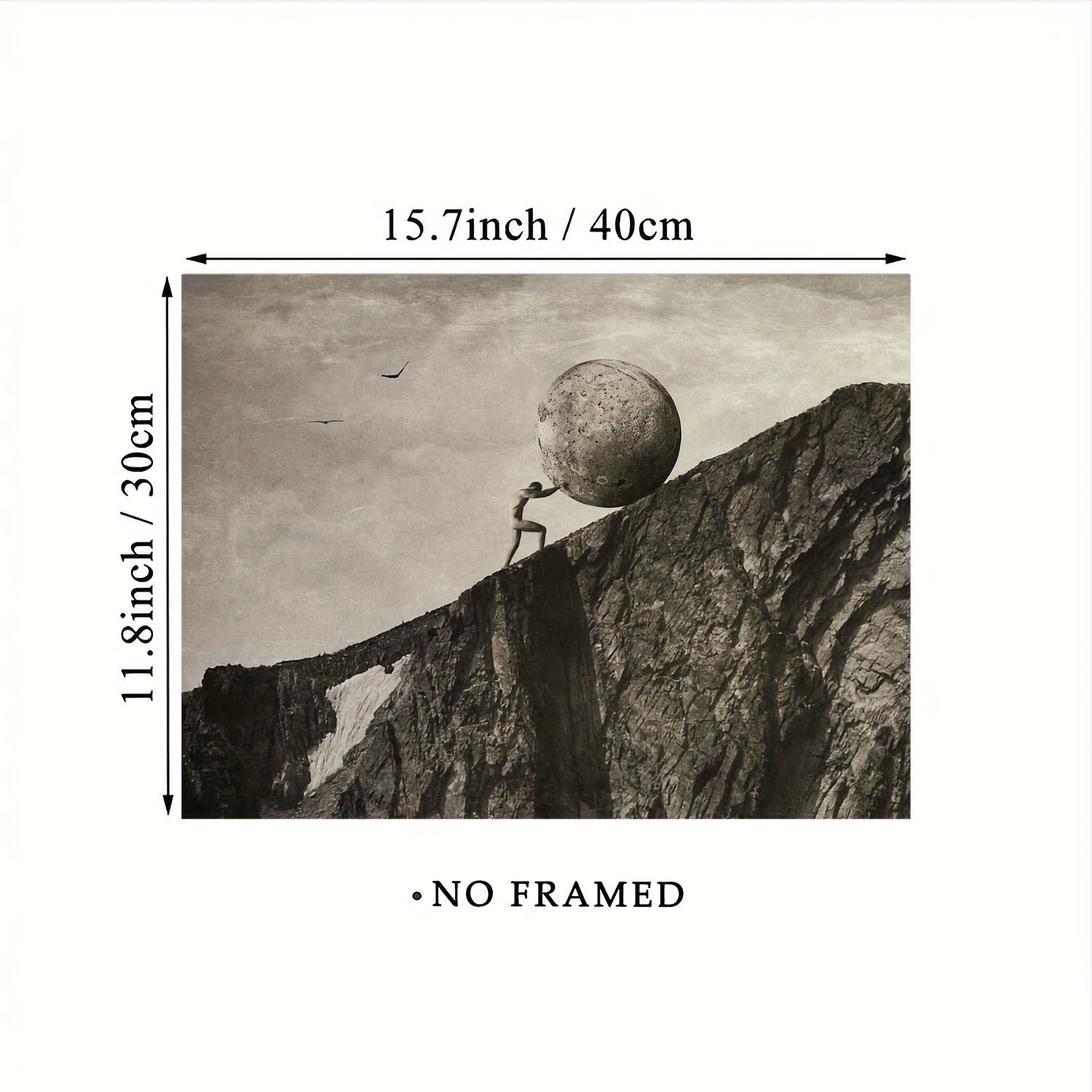 Greek Mythology Wall Art Poster Poseidon Winter Frameless Canvas Decor 30x40cm