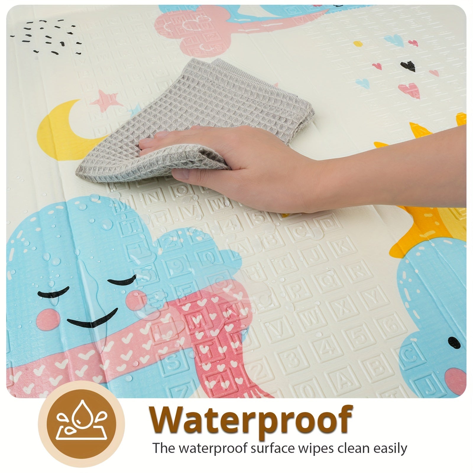 Kids Reversible Play Mat Waterproof Foam Floor Mat 127cm with Fence