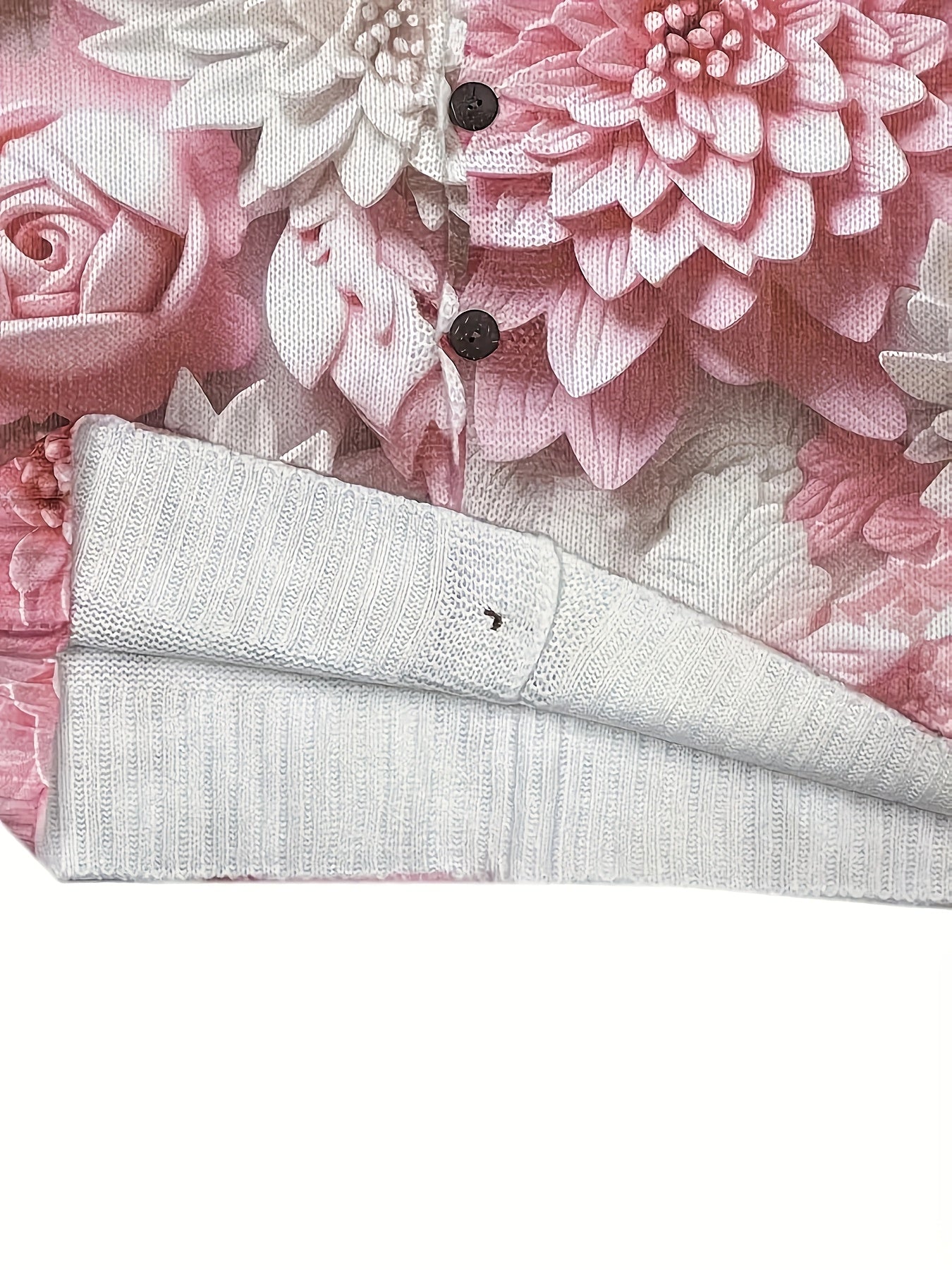 Plus Size Women's Floral Print Cardigan Lightweight Spring Fall Open Front Sweater