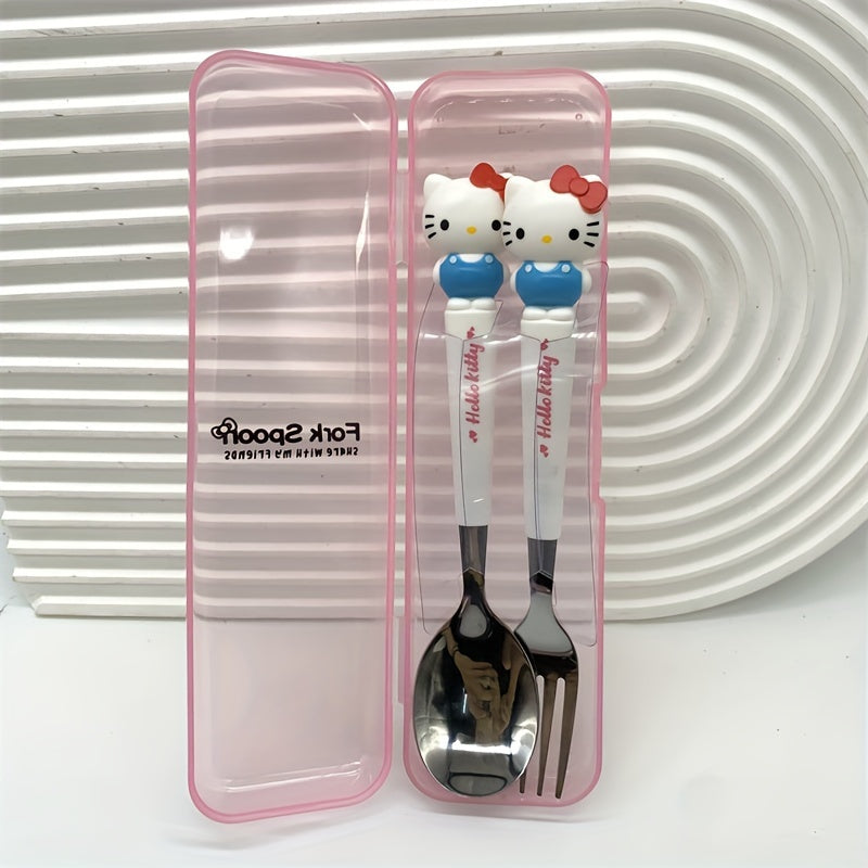 Stainless Steel Hello Kitty Spoon and Fork Set 2-Piece Kitchenware for Restaurants