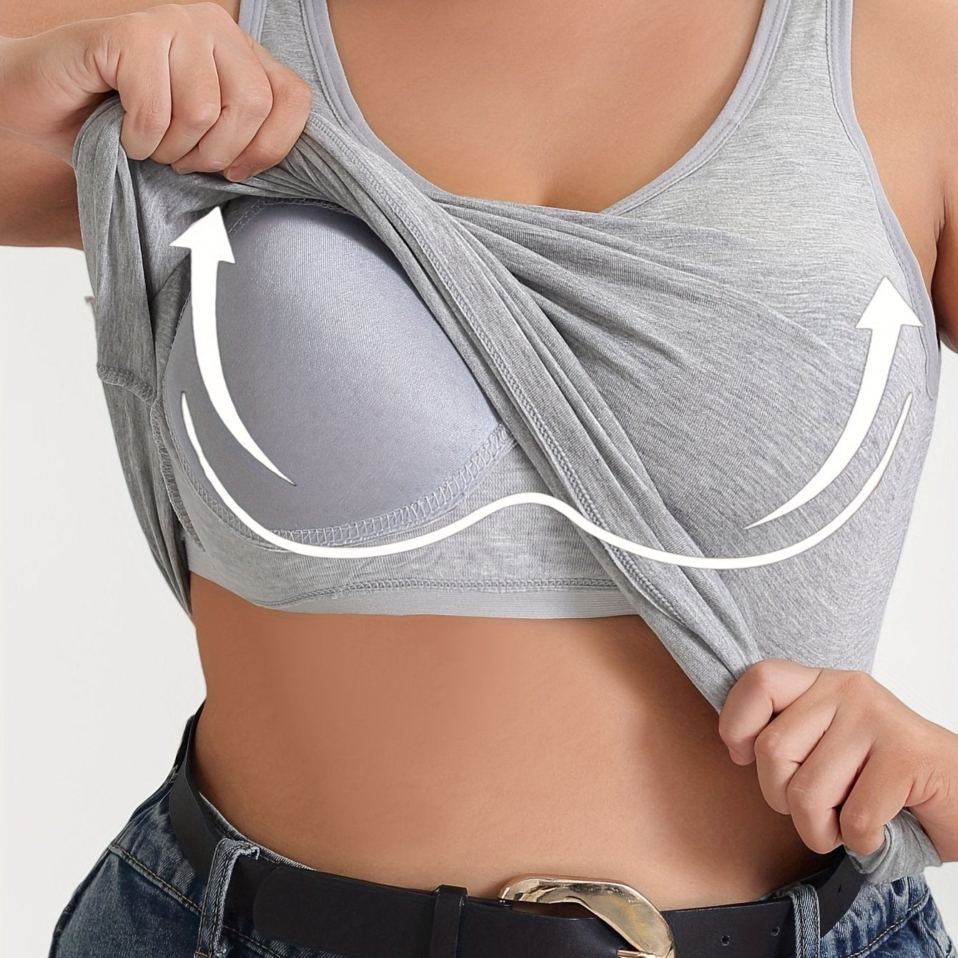 Plus Size Women's Soft Stretch Cami Top with Built-In Bra Pads