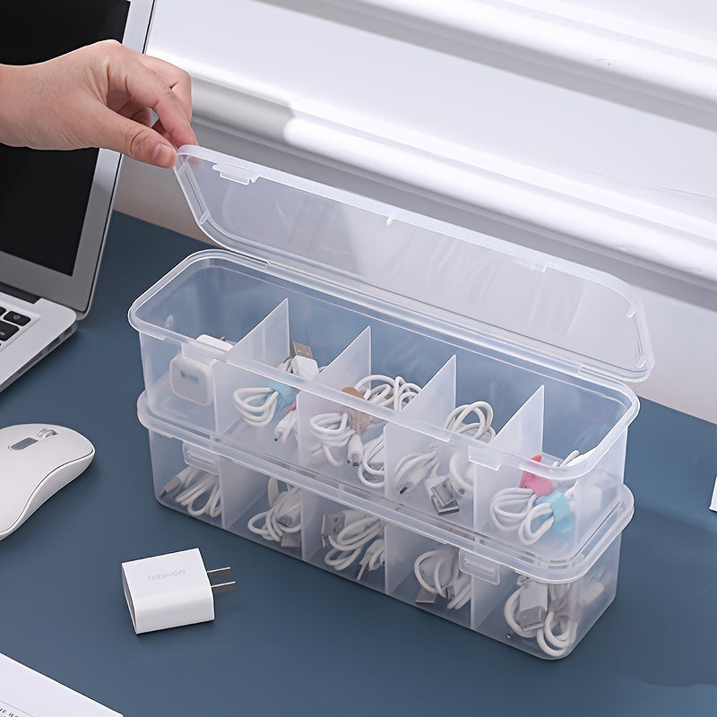 Clear Plastic Desk Organizer with Multiple Compartments for Home Office Storage