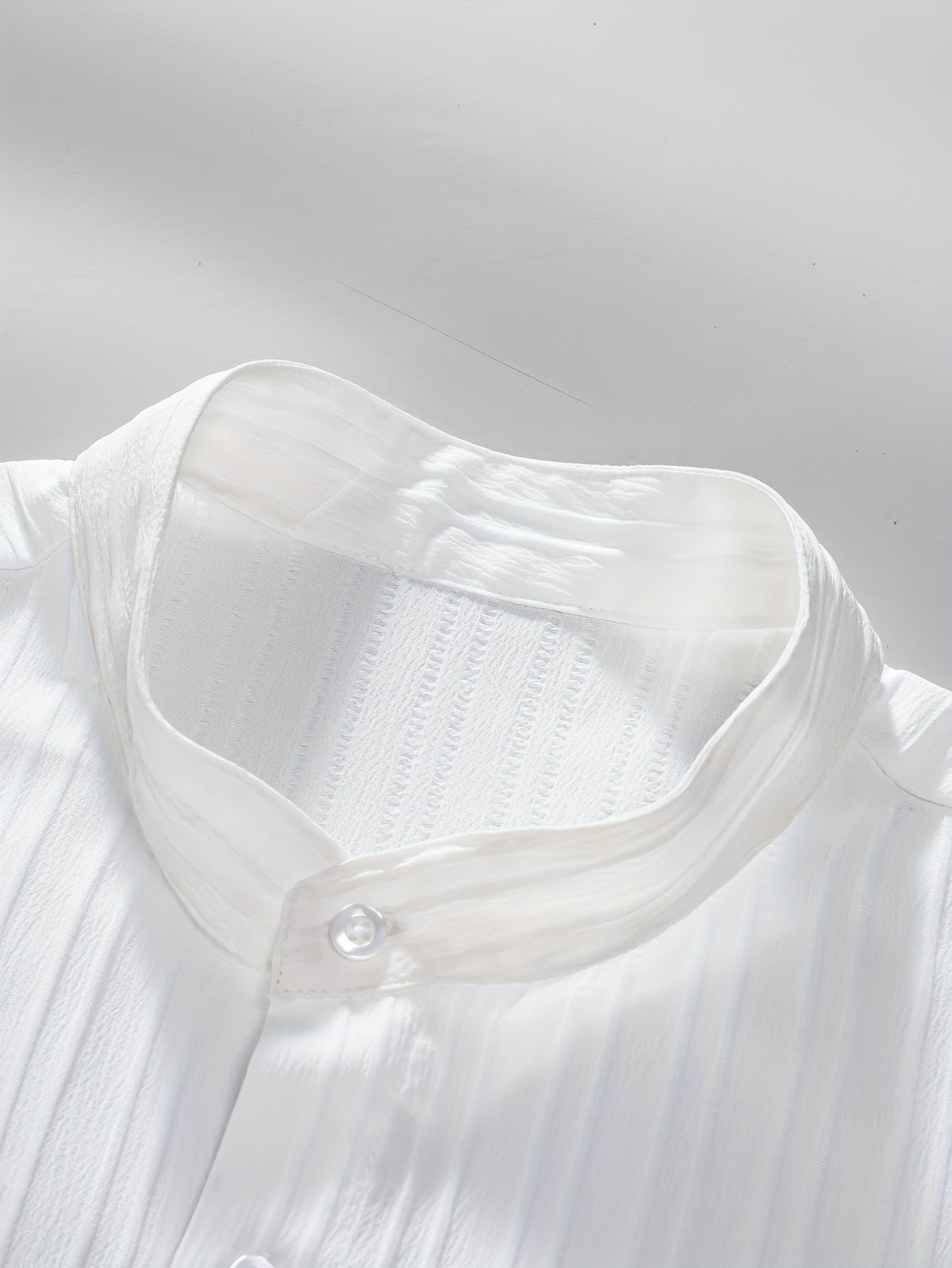 Men's Summer Casual Short Sleeve Shirt with Solid Color Stripes Breathable Polyester