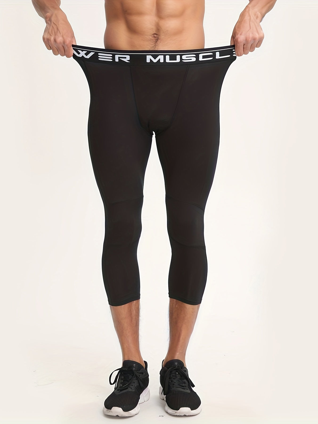 Men's Breathable Quick-Dry Stretch Mesh Panel Capris for Running and Training