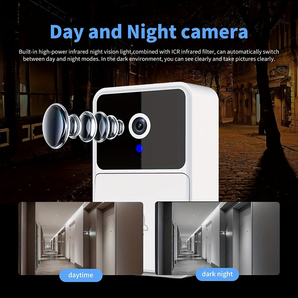 1 шт. Умный визуальный видеодомофон с камерой и двусторонним аудио, беспроводной и управляемый через приложение, ночное видение, питание от USB, перезаряжаемая батарея, поддержка Wi-Fi, для внутреннего/внешнего использования - 2 цвета