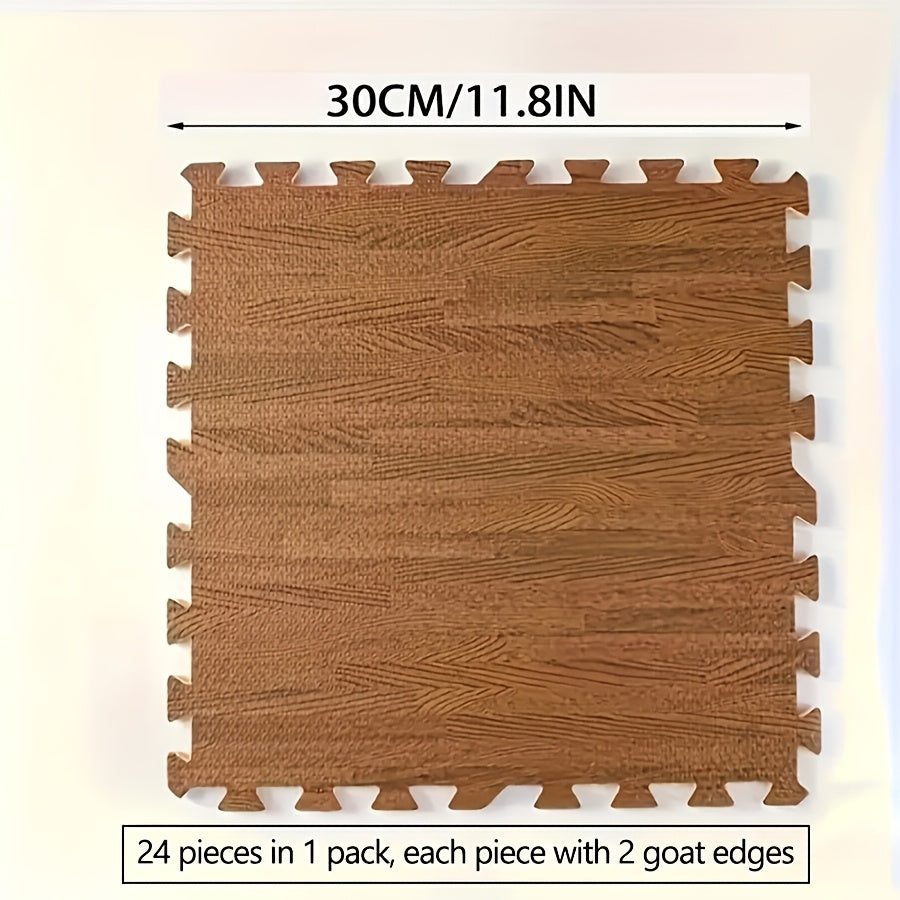 Wood Grain Interlocking Floor Tiles EVA PE Foam Puzzle Carpet 30x30cm Indoor Mat