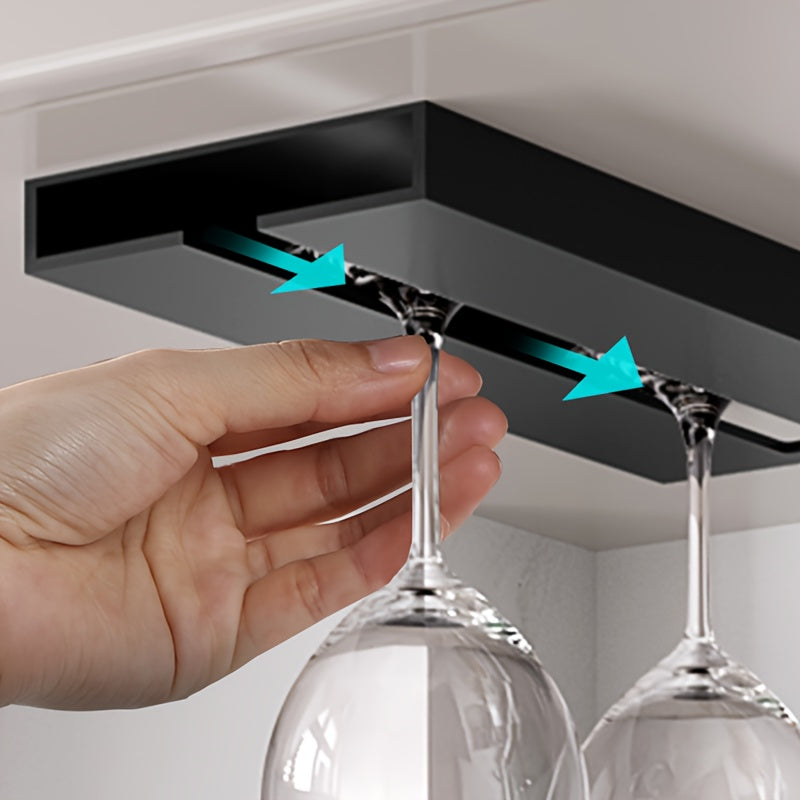 Plastic Wine Glass Holder Wall Mount Rack Space-Saving Under Cabinet Storage