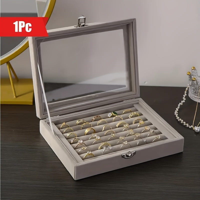 Бархатная шкатулка для украшений с защитной крышкой для колец, серег, ожерелий — органайзер для хранения