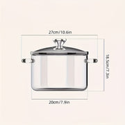 Large Borosilicate Glass Pot with Dual Handles for Gas and Electric Stoves