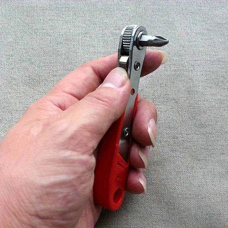 Manual Tool Kit with 36 Teeth Mini Gear Wrench and Socket for Narrow Spaces Red