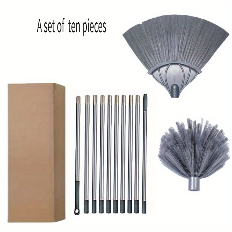 2-in-1 Window Cleaning Brush Set with Extendable 317cm Stainless Steel Pole