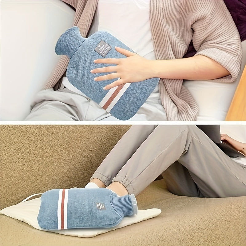 Large 2L Hot Water Bottle with Removable Knitted Cover for Neck and Shoulder Pain Relief Multiple Colors