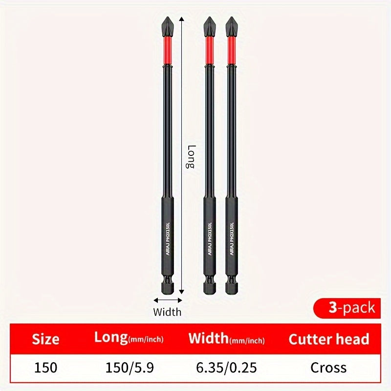 3/8/15pcs S2 Cross High Hardness Anti-slip Screwdriver Extension Set