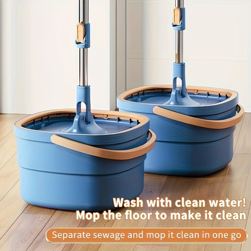 Quvvatli Sewage Separation Hands-free Wash Mop va Bucket Setini oling, 3 ta mop mato bilan to'liq. Bu Household Rotating Floor Mop charchagan va samarali tozalash uchun mukammal, Quruq va Ho'l ikki tomonlama dizayni bilan. Uy, oshxona va