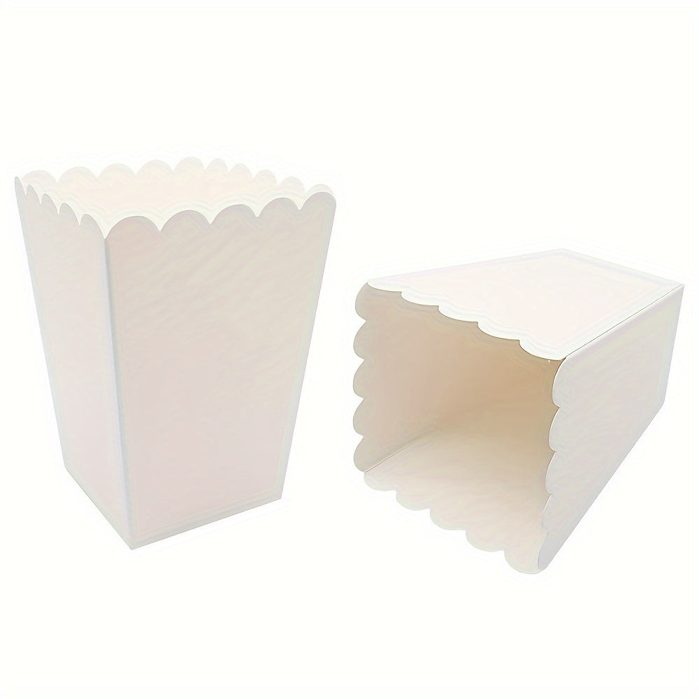 Disposable Black and White Paper Popcorn Boxes for Parties and Events 24pcs