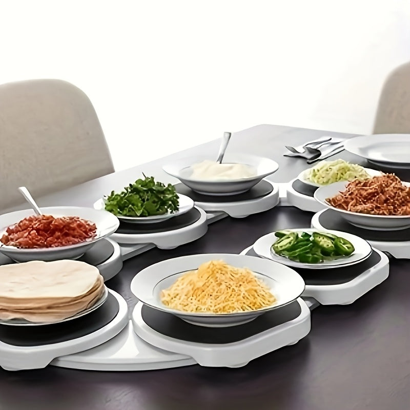 16-Piece Expandable Lazy Susan Turntable for Kitchen and Dining Rectangular Oval Tables