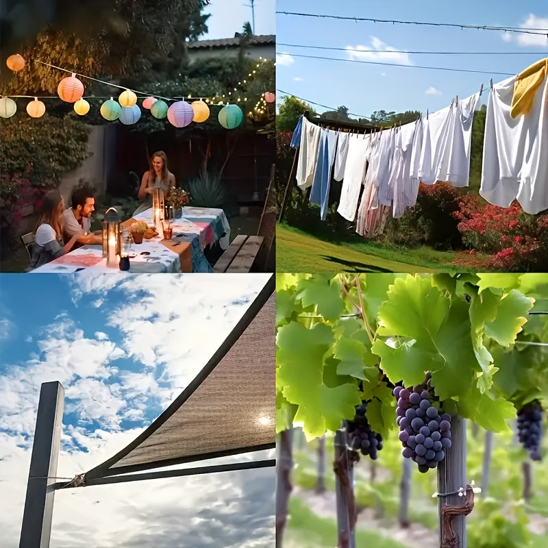 Stainless Steel Clothesline Set 4 Pieces 12ft Long 2mm Thick Nylon Coated Wire Rope