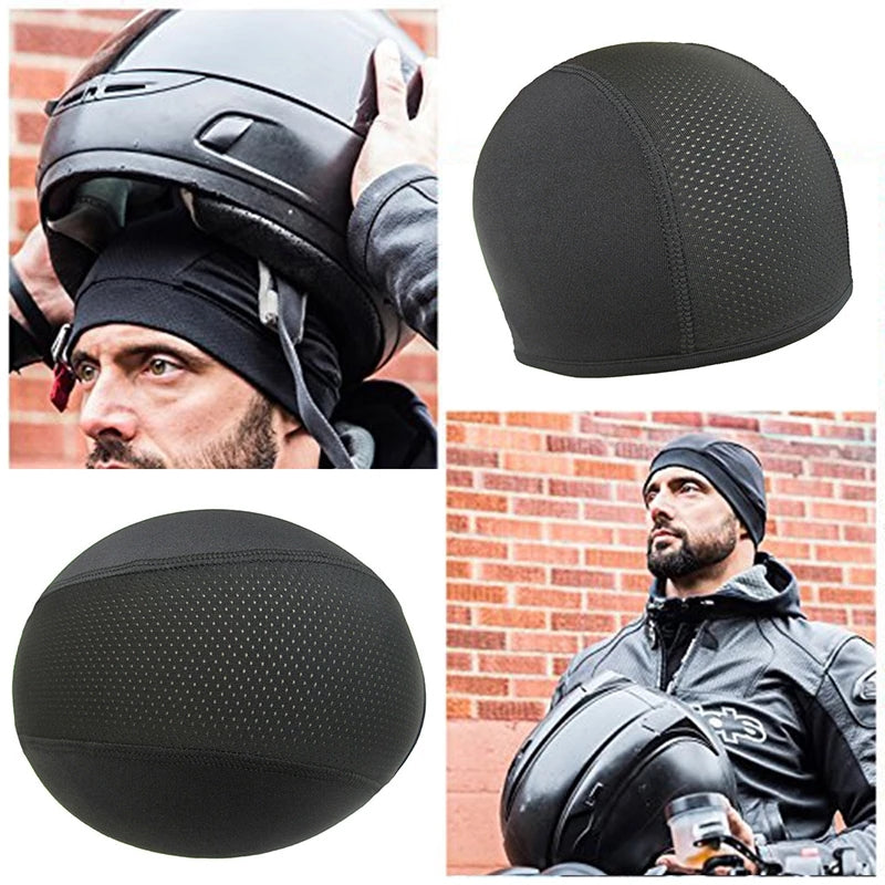 Black Motorcycle Helmet Liner Breathable Polyester Inner Cap for Off-Road Helmets