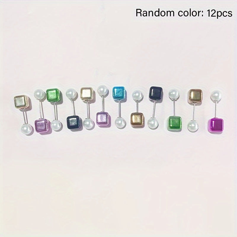 Square Hijab Pins Pack of 12 Resin Scarf Brooches Shawl Clips Fashion Accessories