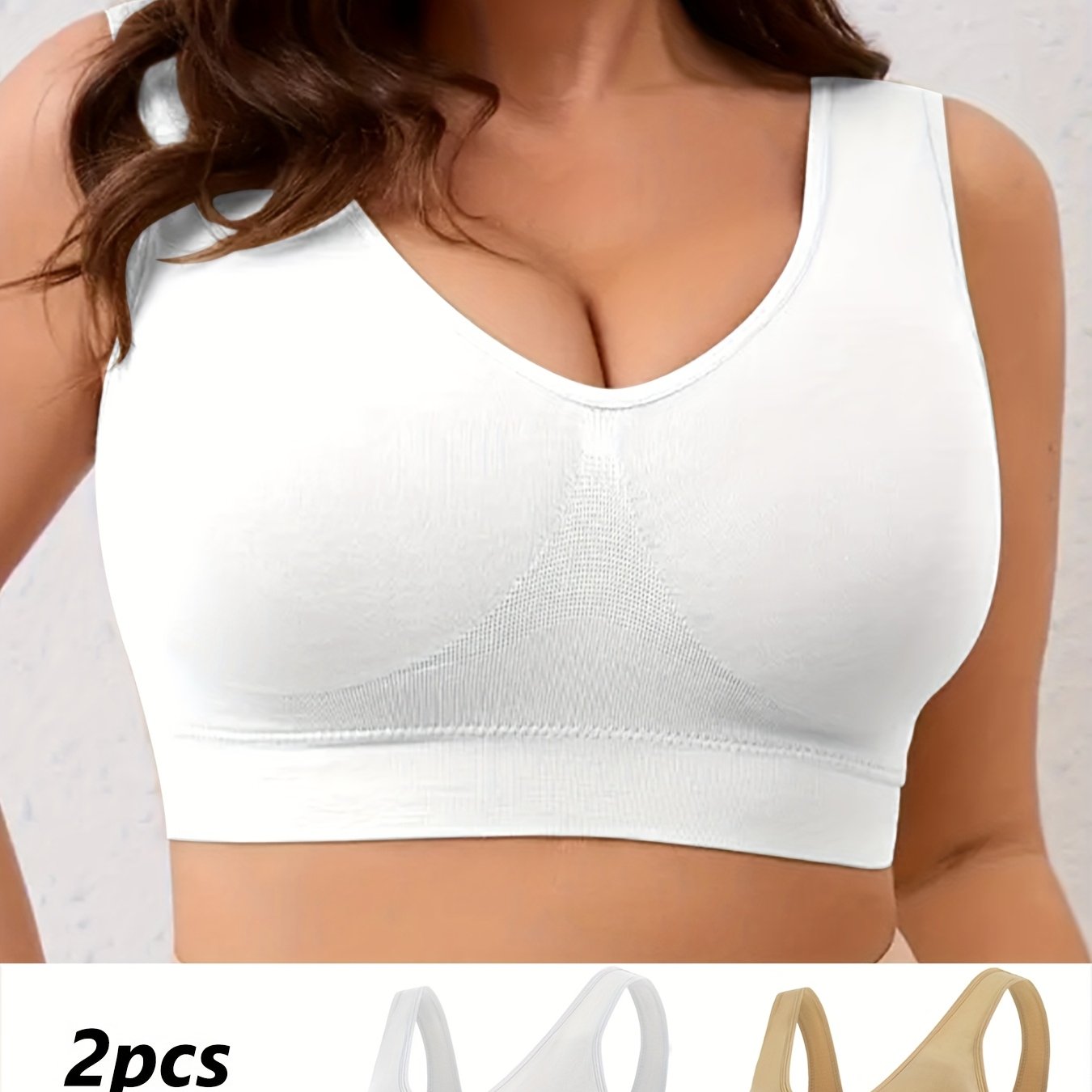 Plus-Size Wireless Sports Bra Seamless Push-Up Cross-Back Breathable Compression