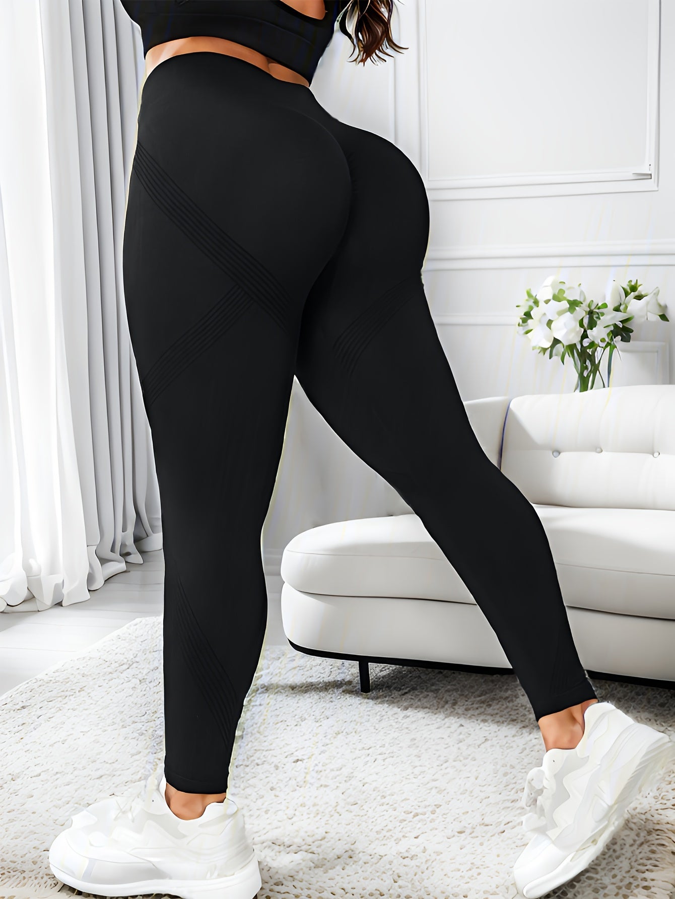 Plus Size High-Waist Peach Lift Yoga Leggings Seamless Quick-Dry Stretchy