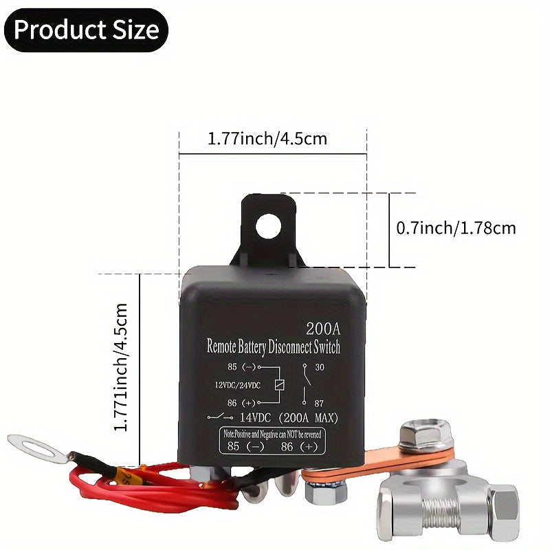 Interruptor de desconexión de batería de coche remoto de alta resistencia 200A 12V con contactos de cobre