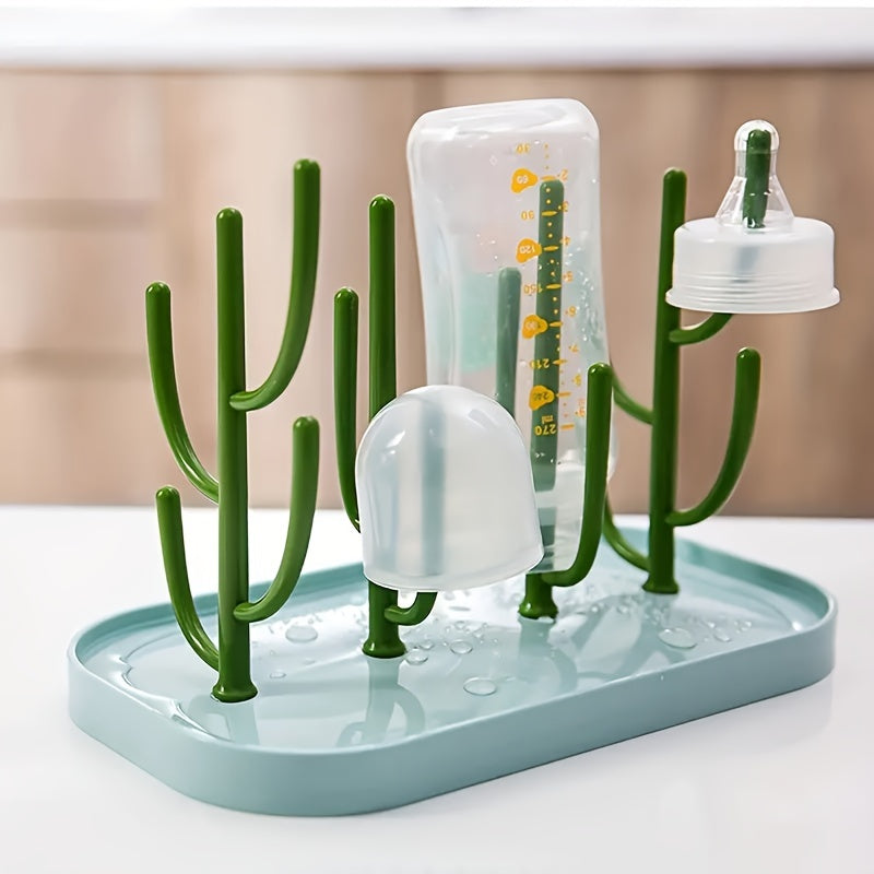 Baby Bottle-Shaped Tree Milk Drying Rack with Dust Proof Cover Kitchen Drying Organizer