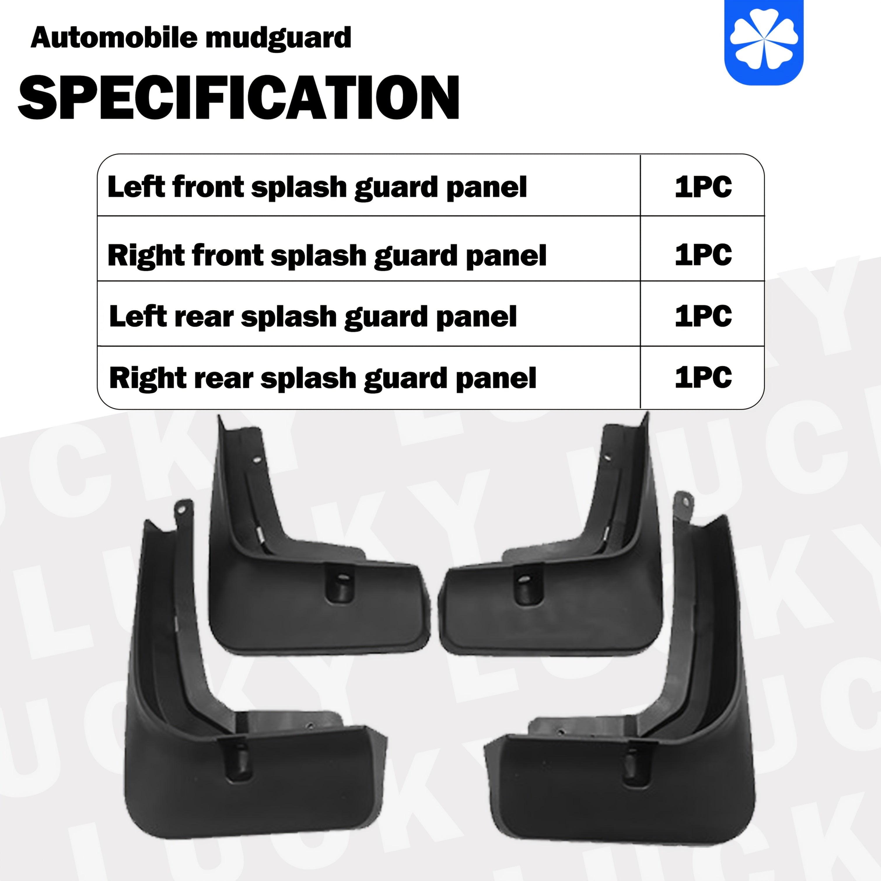 Juego de 4 protectores de barro para coche, guardabarros, negro, duraderos, de PP, delantero y trasero