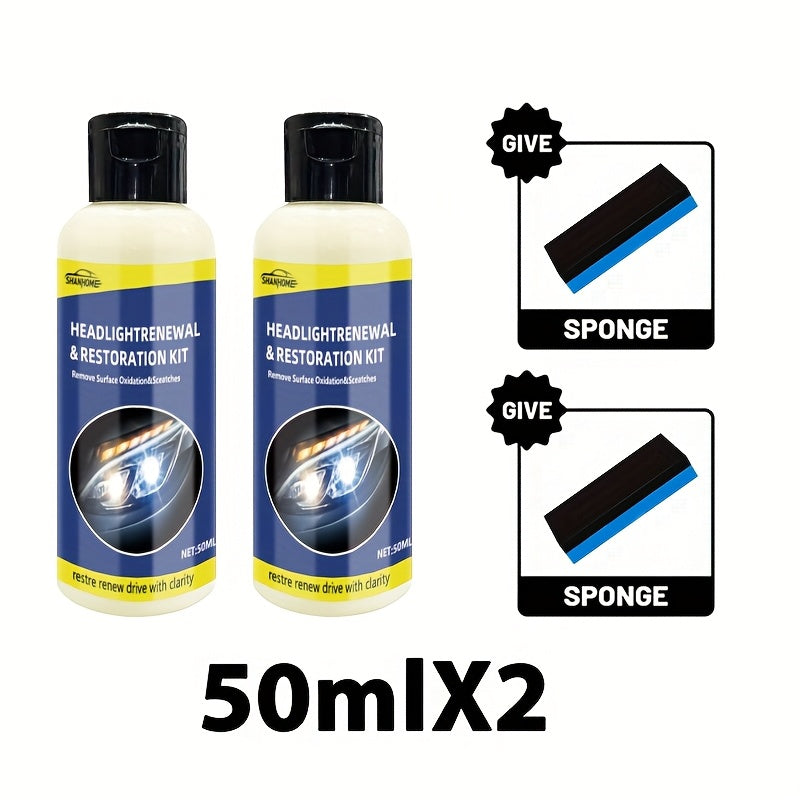 Universal Car Headlight Restoration Kit - Portable Polishing for Oxidation and Scratches