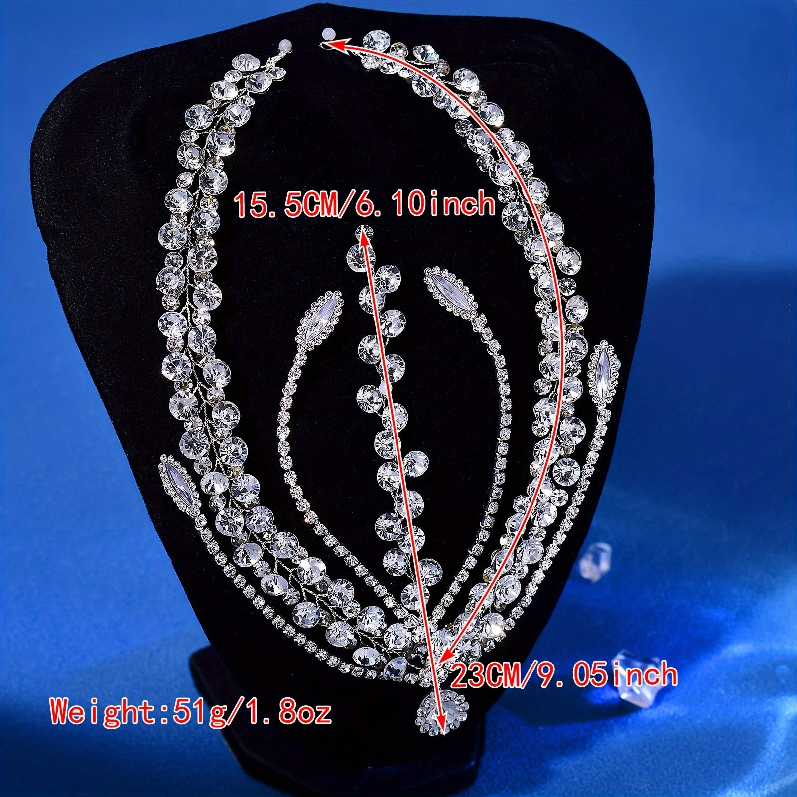 Bridal Rhinestone Headband Beaded Floral Tiara Wedding Hair Accessory